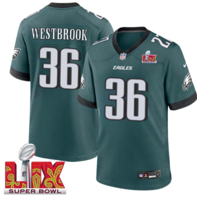 Brian Westbrook No 36 Men Super Bowl LIX Philadelphia Eagles Home Game 2025 Jersey- Replica