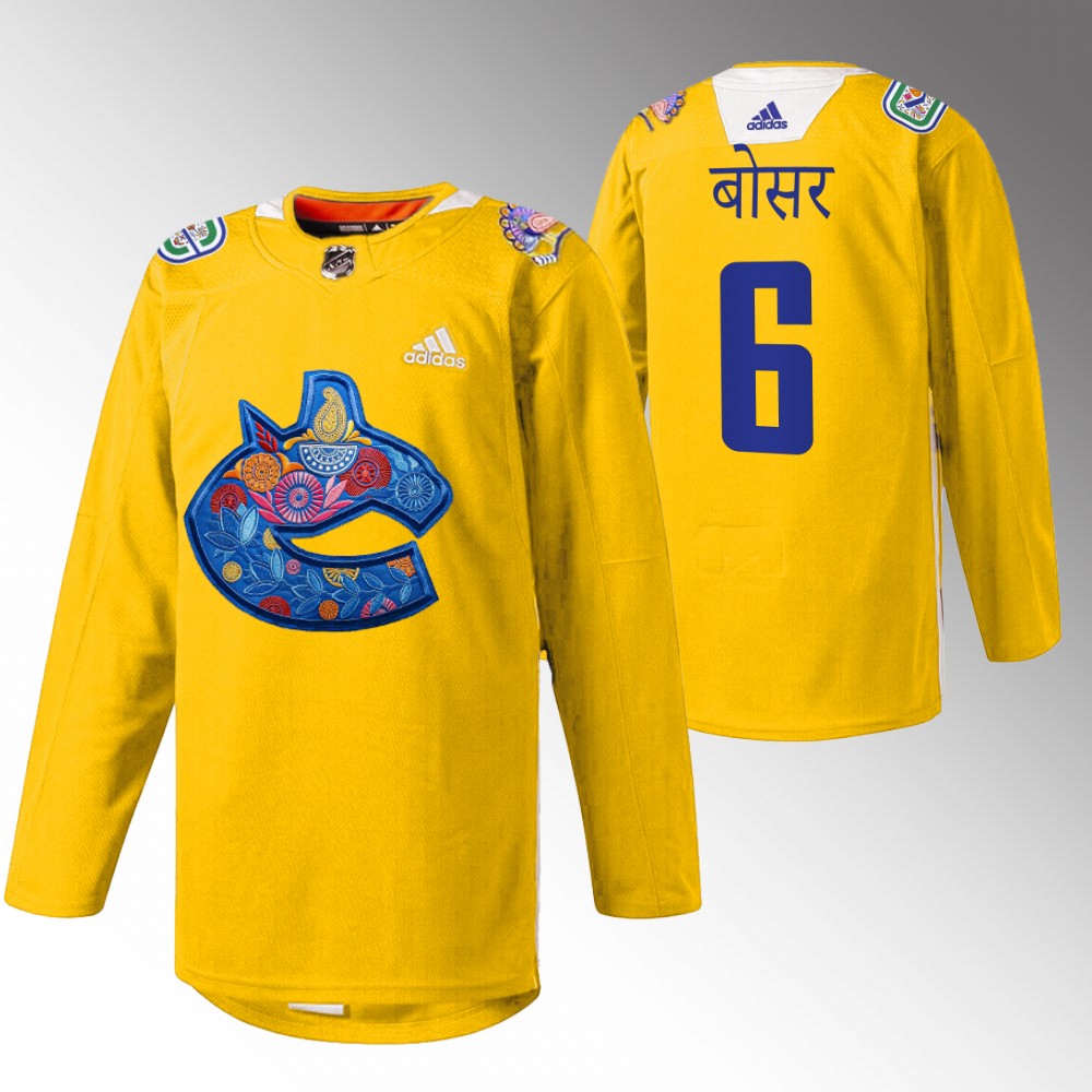 Brock Boeser Canucks Diwali Night Jersey Yellow Warmup