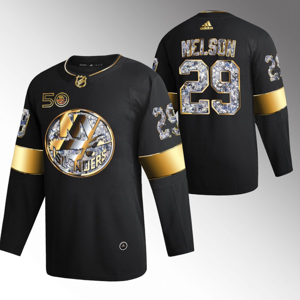 Brock Nelson Islanders #29 Black 50th Anniversary Golden Diamond Jersey