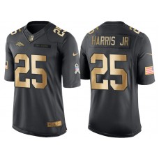 Broncos #25 Chris Harris Jr Anthracite 2016 Christmas Gold Salute to Service Jersey