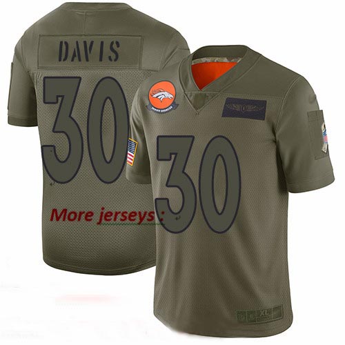 Broncos #30 Terrell Davis Camo Youth Stitched Football Limited 2019 Salute to Service Jersey