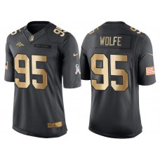 Broncos #95 Derek Wolfe Anthracite 2016 Christmas Gold Salute to Service Jersey