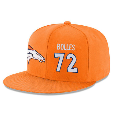 Broncos 72 Garett Bolles Orange Adjustable Hat