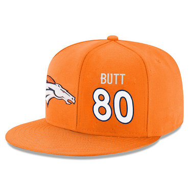 Broncos 80 Jake Butt Orange Adjustable Hat