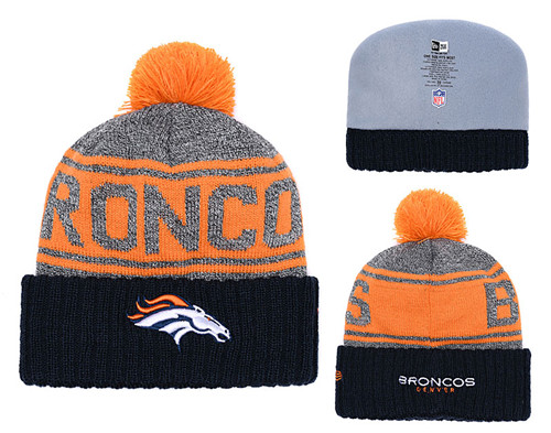 Broncos Fresh Logo Navy Pom Knit Hat YD