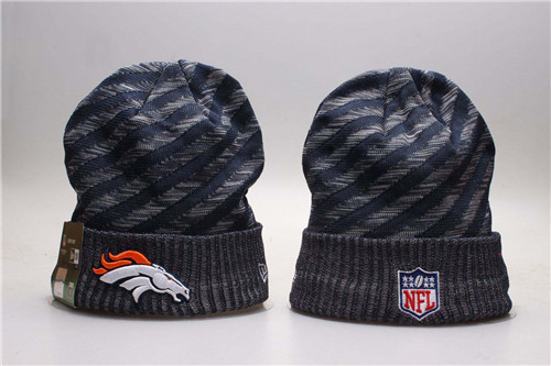 Broncos Fresh Logo Navy Stripe Cuffed Knit Hat YP