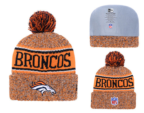 Broncos Fresh Logo Orange Pom Knit Hat YD