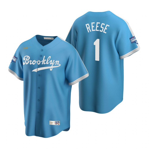 Brooklyn Dodgers #1 Pee Wee Reese Light Blue 2020 World Series Champions Cooperstown Collection Jersey