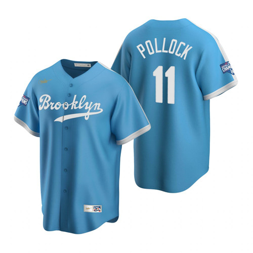 Brooklyn Dodgers #11 A.J. Pollock Light Blue 2020 World Series Champions Cooperstown Collection Jersey