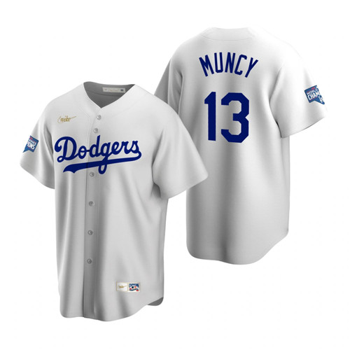 Brooklyn Dodgers #13 Max Muncy White 2020 World Series Champions Cooperstown Collection Jersey
