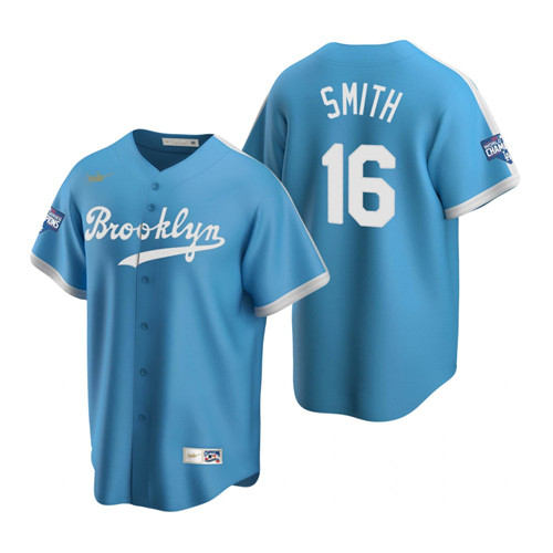 Brooklyn Dodgers #16 Will Smith Light Blue 2020 World Series Champions Cooperstown Collection Jersey