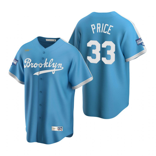 Brooklyn Dodgers #33 David Price Light Blue 2020 World Series Champions Cooperstown Collection Jersey
