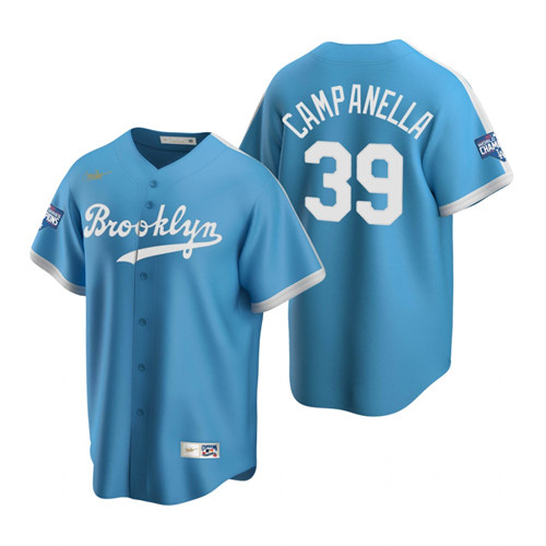 Brooklyn Dodgers #39 Roy Campanella Light Blue 2020 World Series Champions Cooperstown Collection Jersey
