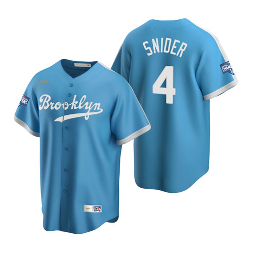 Brooklyn Dodgers #4 Duke Snider Light Blue 2020 World Series Champions Cooperstown Collection Jersey
