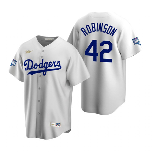 Brooklyn Dodgers #42 Jackie Robinson White 2020 World Series Champions Cooperstown Collection Jersey