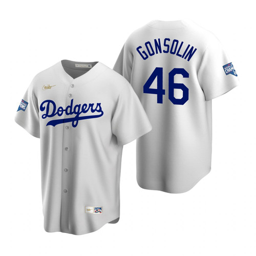 Brooklyn Dodgers #46 Tony Gonsolin White 2020 World Series Champions Cooperstown Collection Jersey