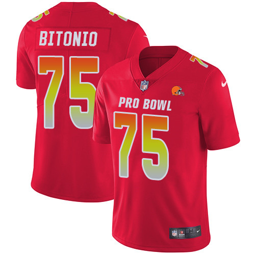 Browns #75 Joel Bitonio Red Youth Stitched Football Limited AFC 2019 Pro Bowl Jersey