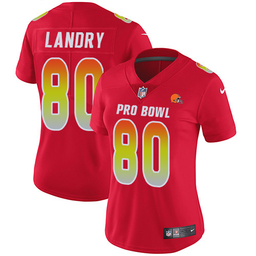 Browns #80 Jarvis Landry Red Women's Stitched Football Limited AFC 2019 Pro Bowl Jersey