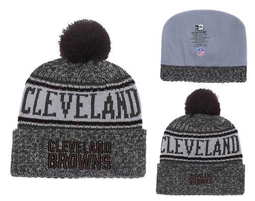 Browns 2018 NFL Sideline Gray Pom Knit Hat YD