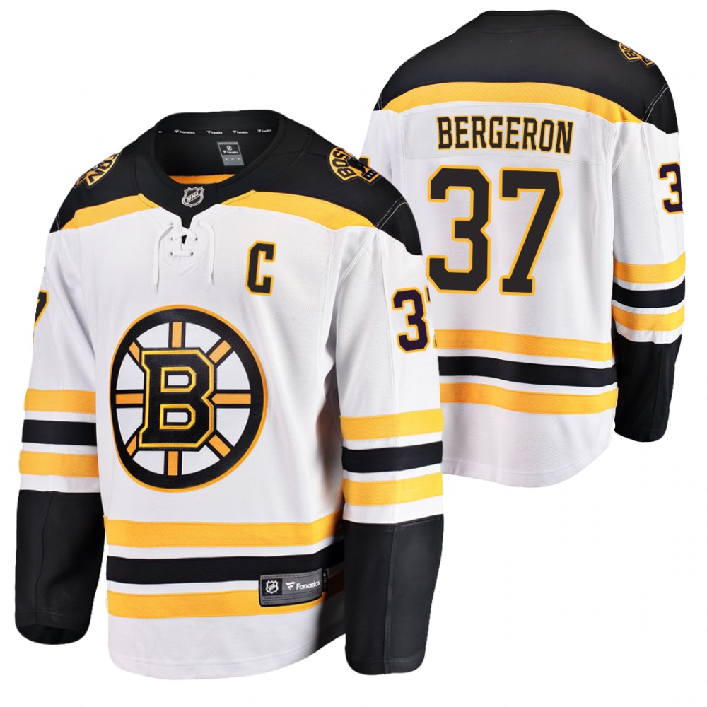 Bruins #37 Patrice Bergeron White Away Jersey Stitched