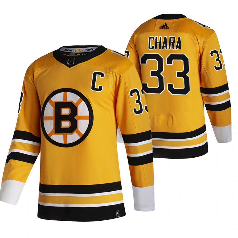 Bruins 2021 Reverse Retro #33 Zdeno Chara Gold Jersey Authentic Stitched