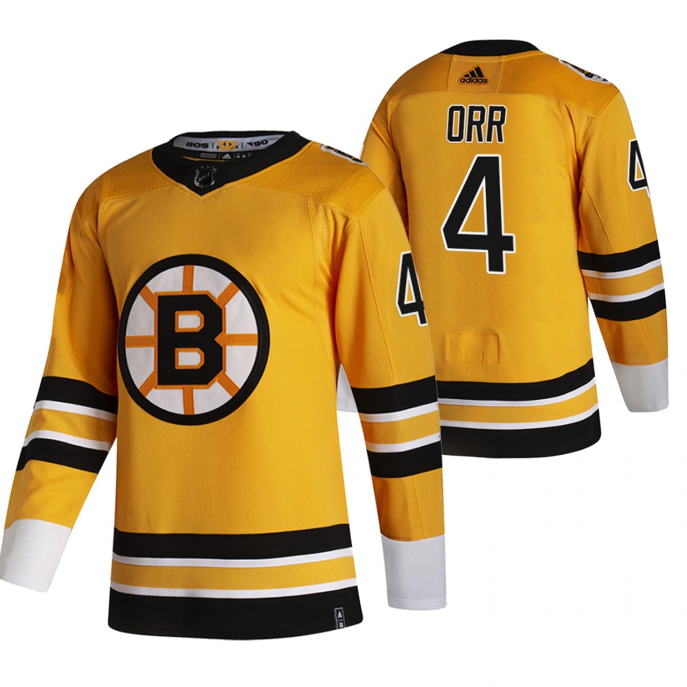 Bruins 2021 Reverse Retro #4 Bobby Orr Gold Jersey Authentic Stitched