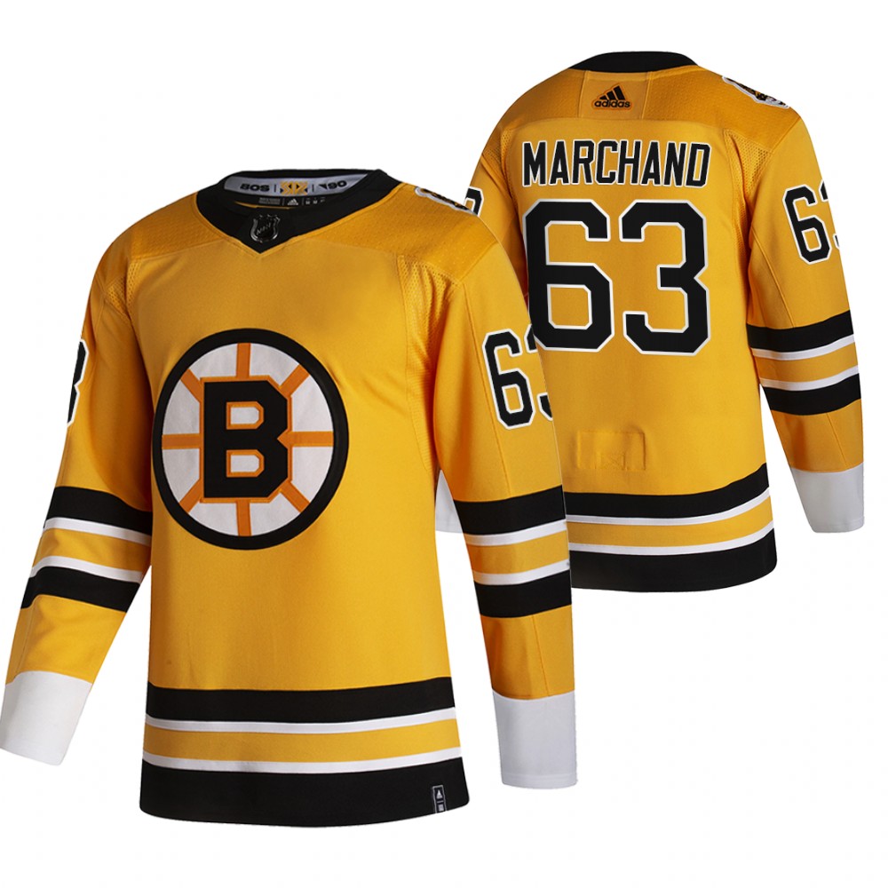 Bruins 2021 Reverse Retro #63 Brad Marchand Gold Jersey Authentic