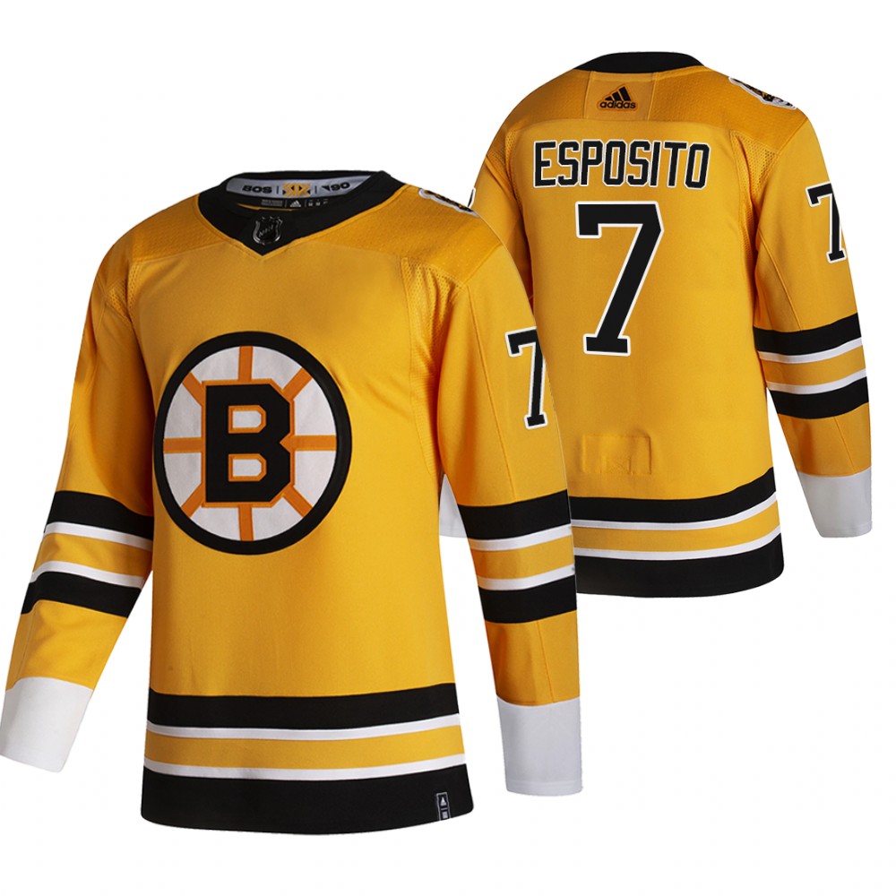 Bruins 2021 Reverse Retro #7 Phil Esposito Gold Jersey Authentic Stitched