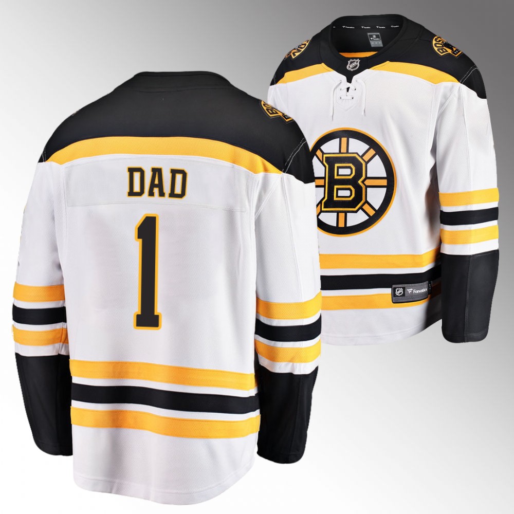 Bruins 2022 Fathers Day Gift White Jersey NO.1 Dad Stitched