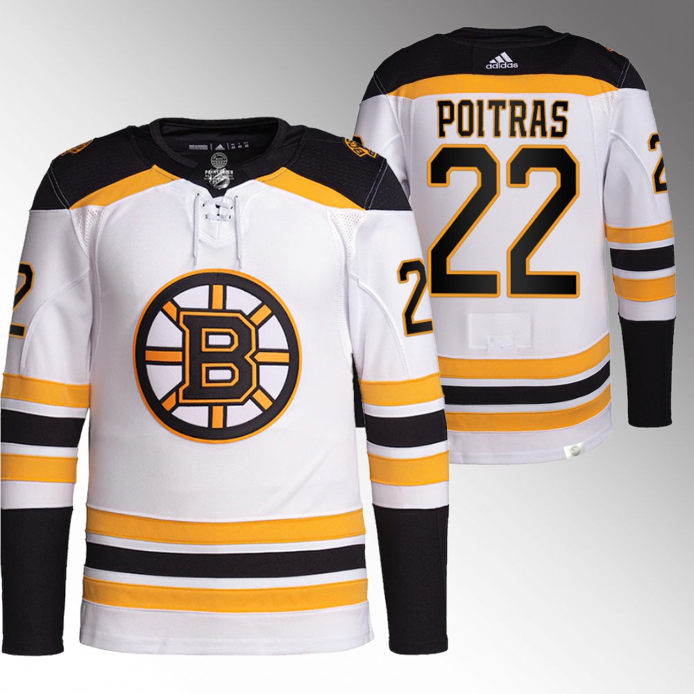Bruins 2022 NHL Draft Matthew Poitras White Jersey Authentic Primegreen Away Stitched
