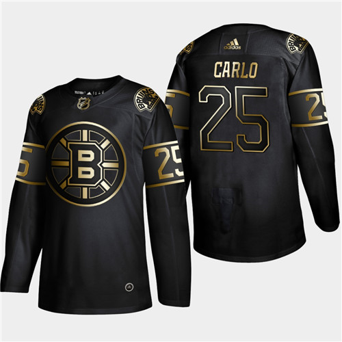 Bruins 25 Brandon Carlo Black Gold Adidas Jersey