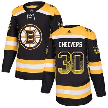 Bruins 30 Gerry Cheevers Black Drift Fashion Adidas Jersey
