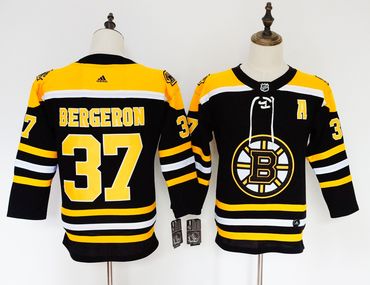 Bruins 37 Patrice Bergeron Black Youth Adidas Jersey