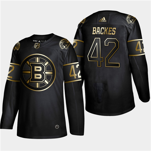 Bruins 42 David Backes Black Gold Adidas Jersey