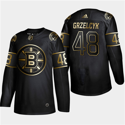 Bruins 48 Matt Grzelcyk Black Gold Adidas Jeresey