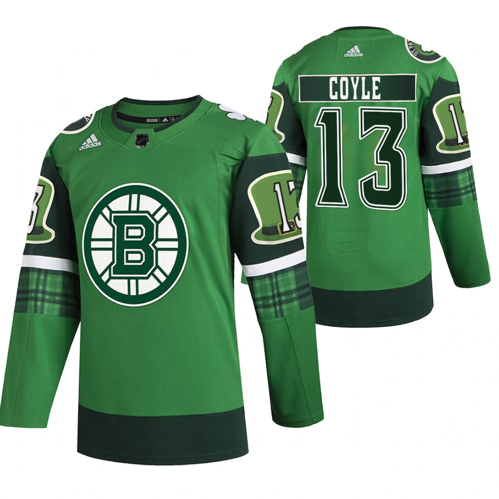 Bruins Charlie Coyle St Patricks Day Green #13 Jersey 2022 Stitched