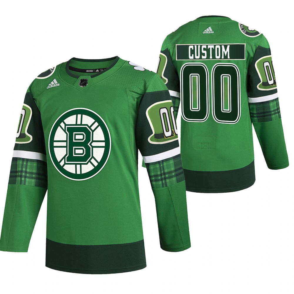 Bruins Custom St Patricks Day Green #00 Jersey 2022 Stitched
