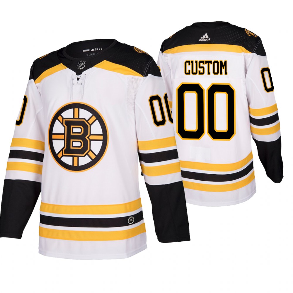 Bruins Custom White Fanatics Branded Away Jersey