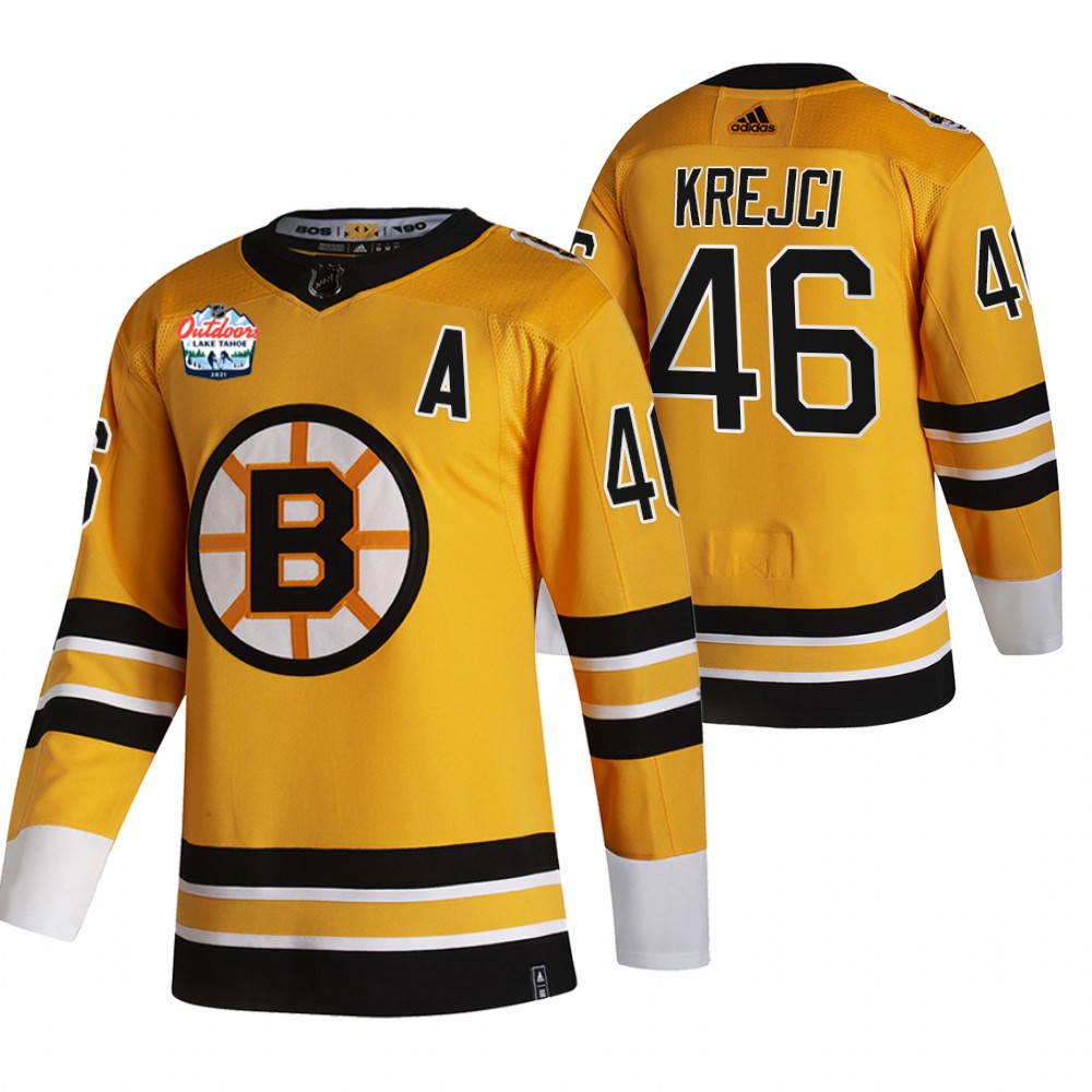 Bruins David Krejci Lake Tahoe 2021 Retro Jersey Gold NHL Outdoors Sunday Stitched