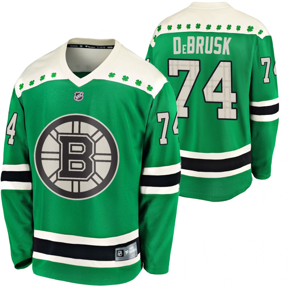 Bruins Jake DeBrusk 2020 St. Patrick's Day Green #74 Jersey Replica Player Stitched