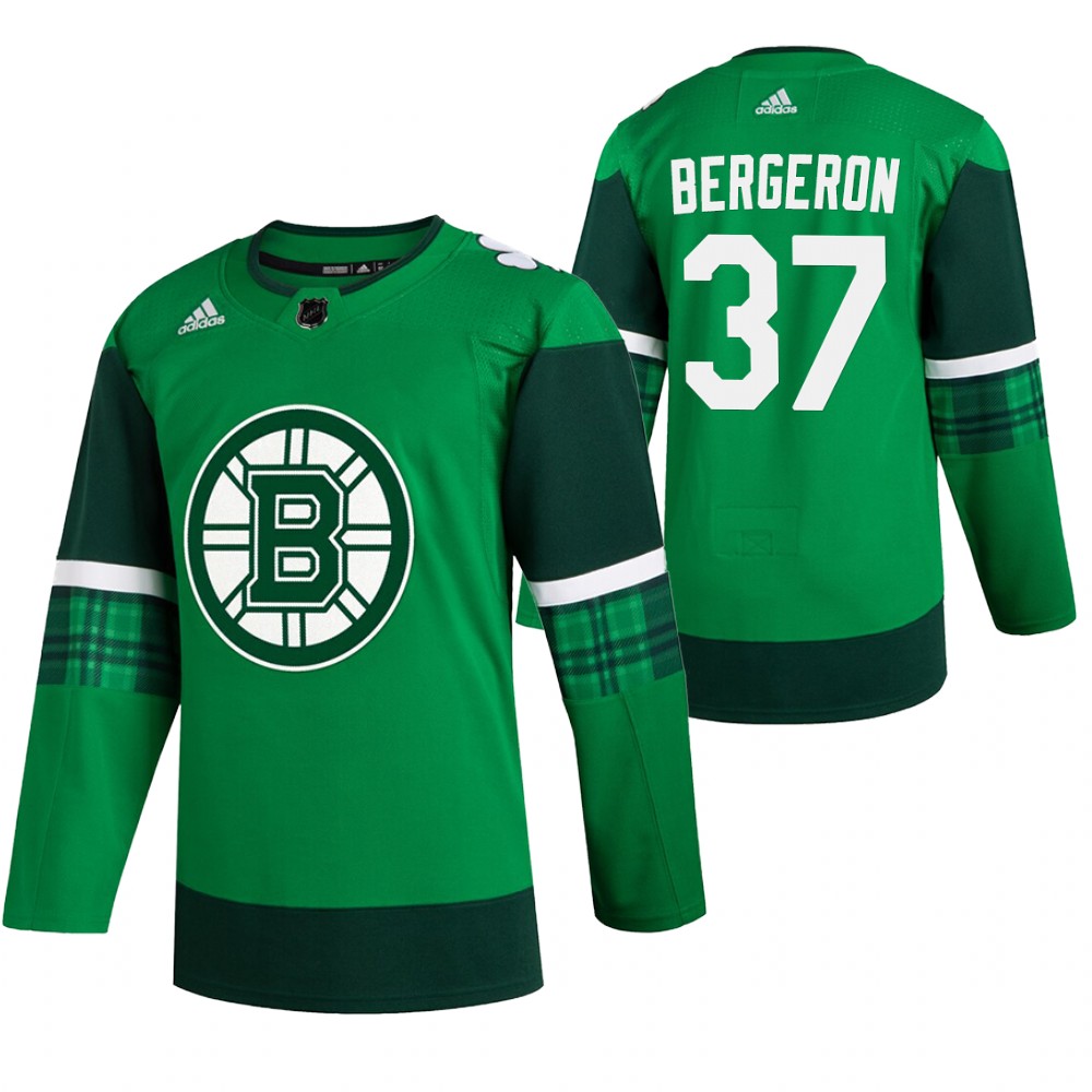 Bruins Patrice Bergeron 2020 St Paddy's Day Green #37 Jersey Stitched