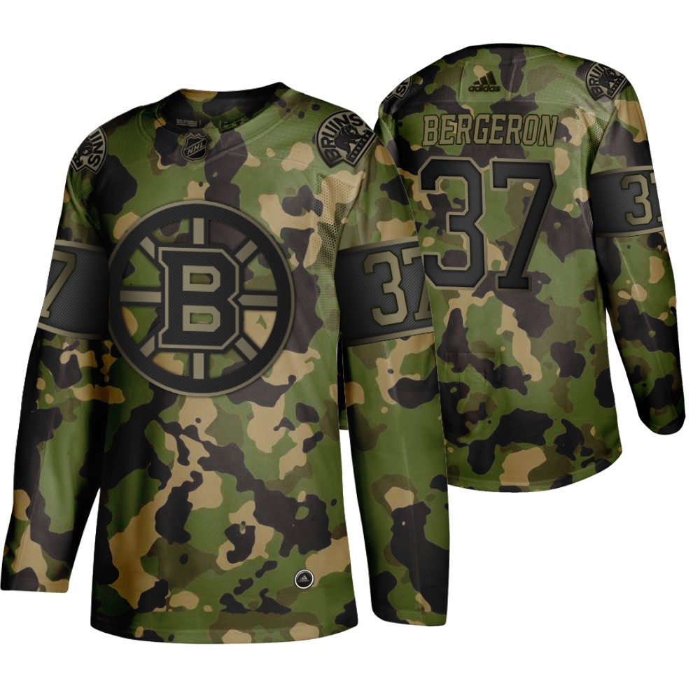 Bruins Patrice Bergeron Green Memorial Day Camouflage Jersey Stitched