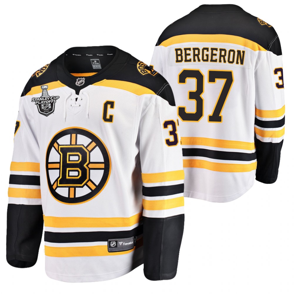 Bruins Patrice Bergeron Jersey 2021 Stanley Cup Playoffs White Men