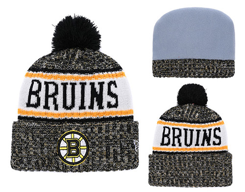 Bruins Team Logo Fashion Pom Knit Hat YD