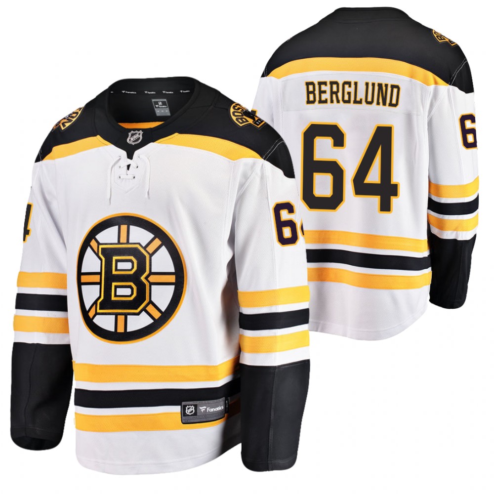 Bruins Victor Berglund Jersey Away White Breakaway Player Men's