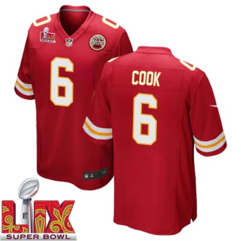 Bryan Cook No 6 Men Super Bowl LIX Kansas City Chiefs Home Game 2025 Jersey- Replica