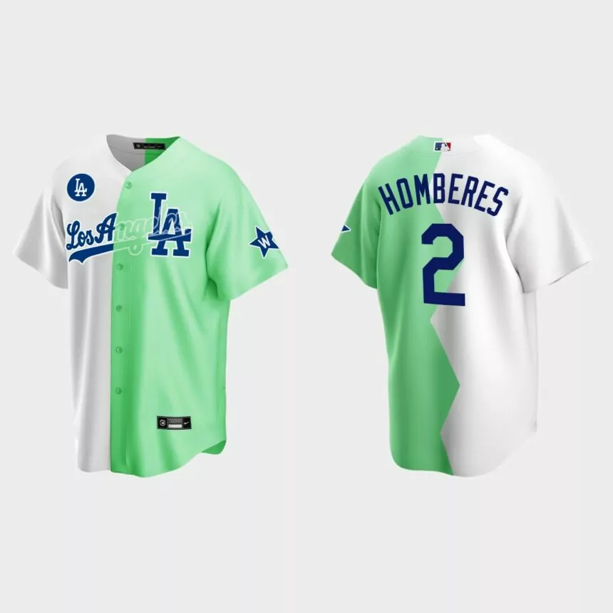 Bryan Cranston Los Angeles Dodgers 2022 MLB All-Star Celebrity Softball Game Split Jersey – White Green