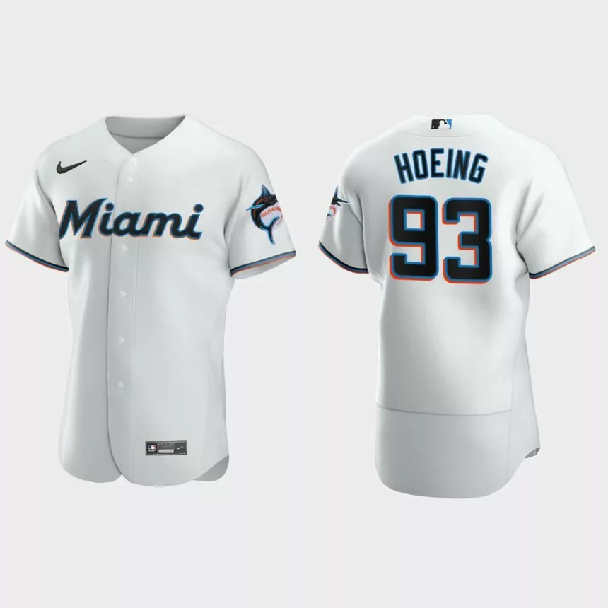 Bryan Hoeing Miami Marlins Authentic Home Jersey – White