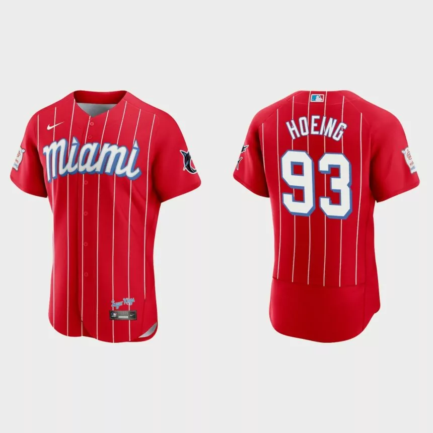 Bryan Hoeing Miami Marlins City Connect Authentic Jersey – Red
