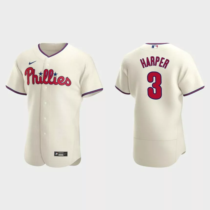 Bryce Harper #3 Philadelphia Phillies Cream Authentic 2020 Alternate Jersey